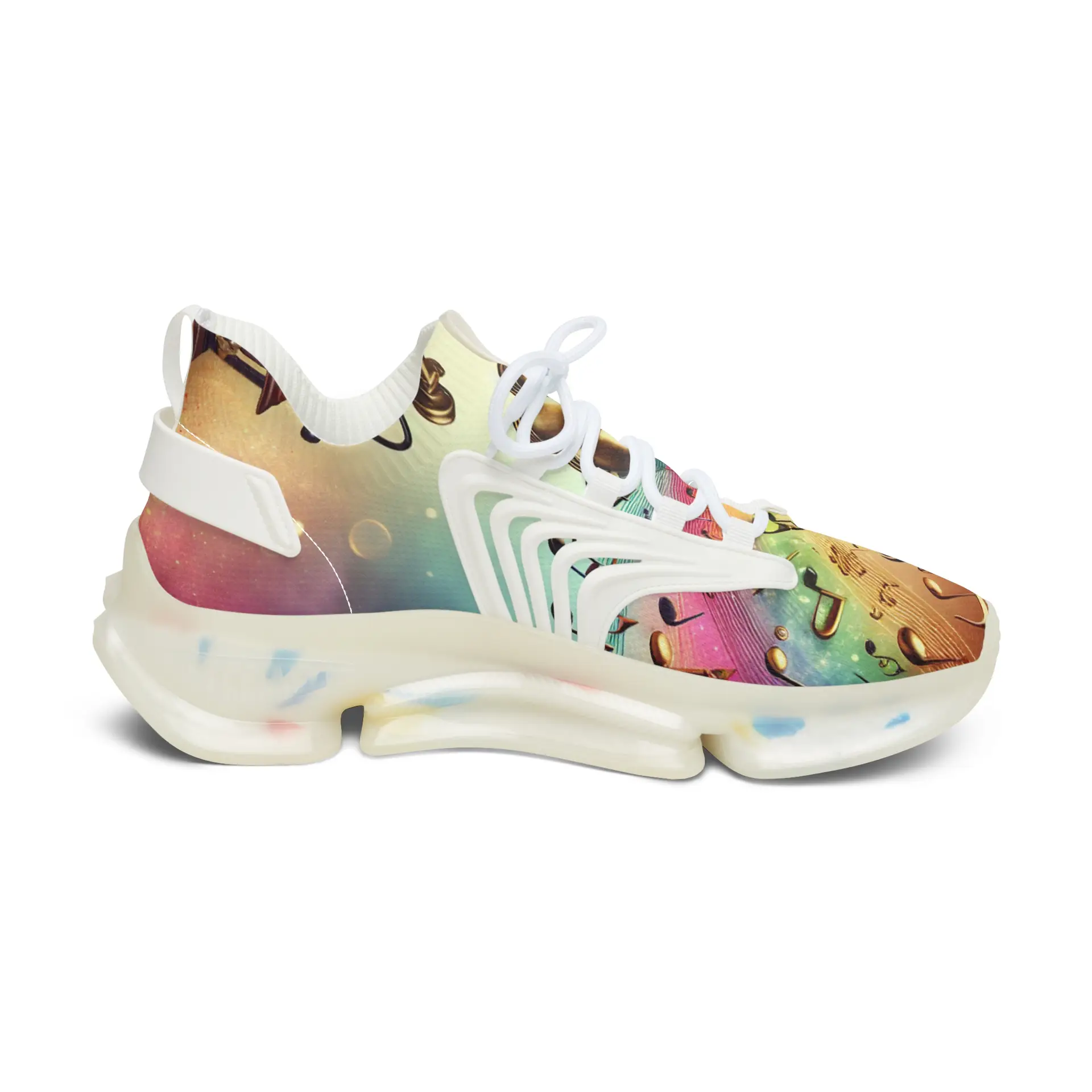 Vibrant Women's Mesh Sneakers with Colorful Music Design - Image 4