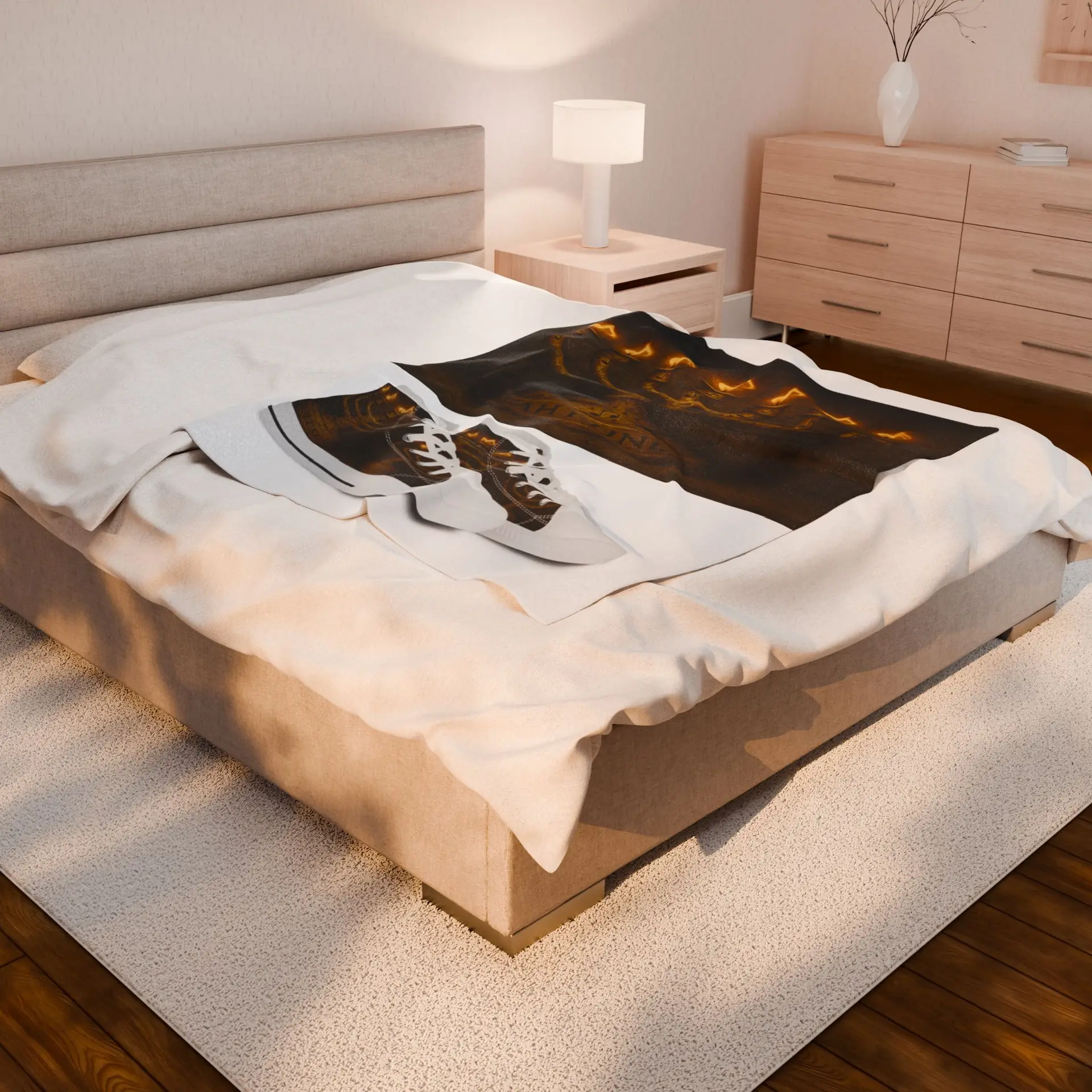 Cozy Velveteen Plush Blanket with Menorah and YahTunes Design - Perfect for Celebrations - Image 4