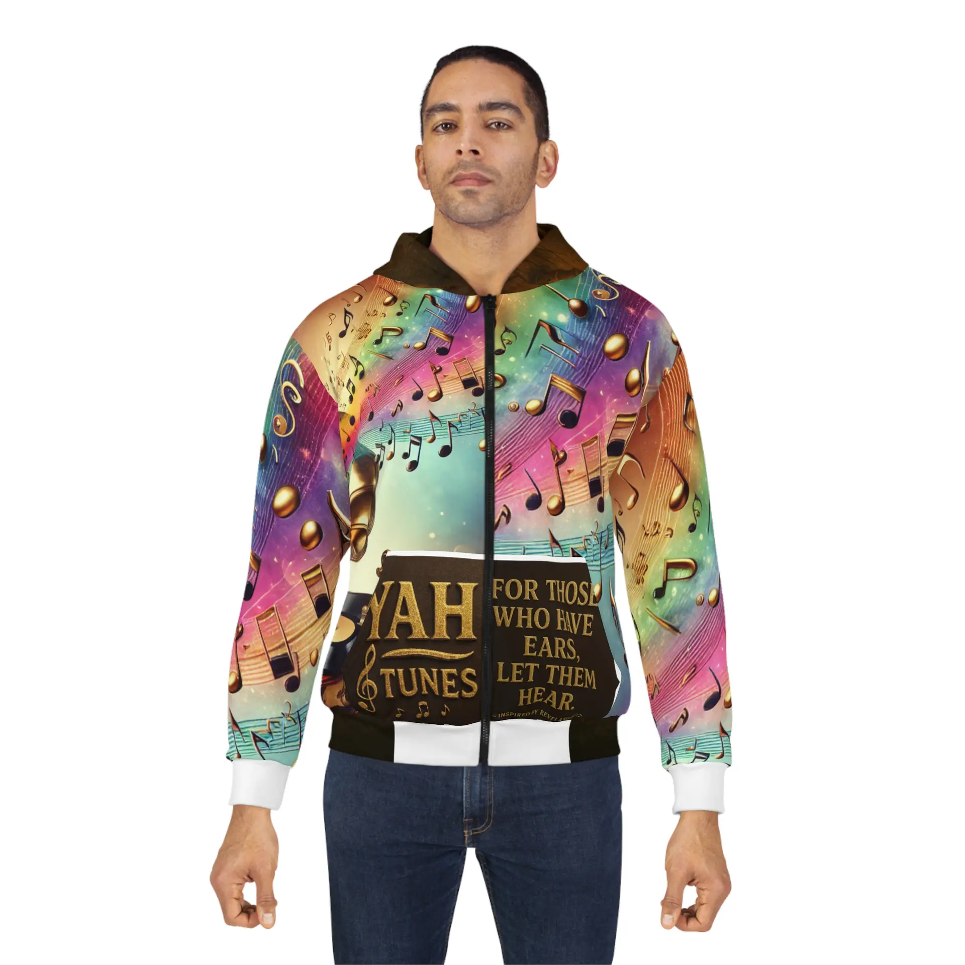 Yah Tunes Unisex Zip Hoodie - Colorful Music Inspired Design - Image 4