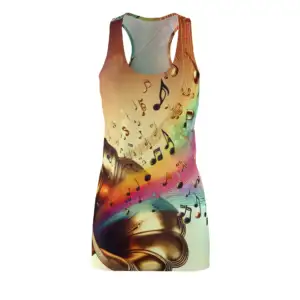 Musical Notes Racerback Dress - Vibrant Print for Music Lovers