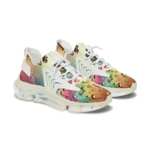 Vibrant Women's Mesh Sneakers with Colorful Music Design