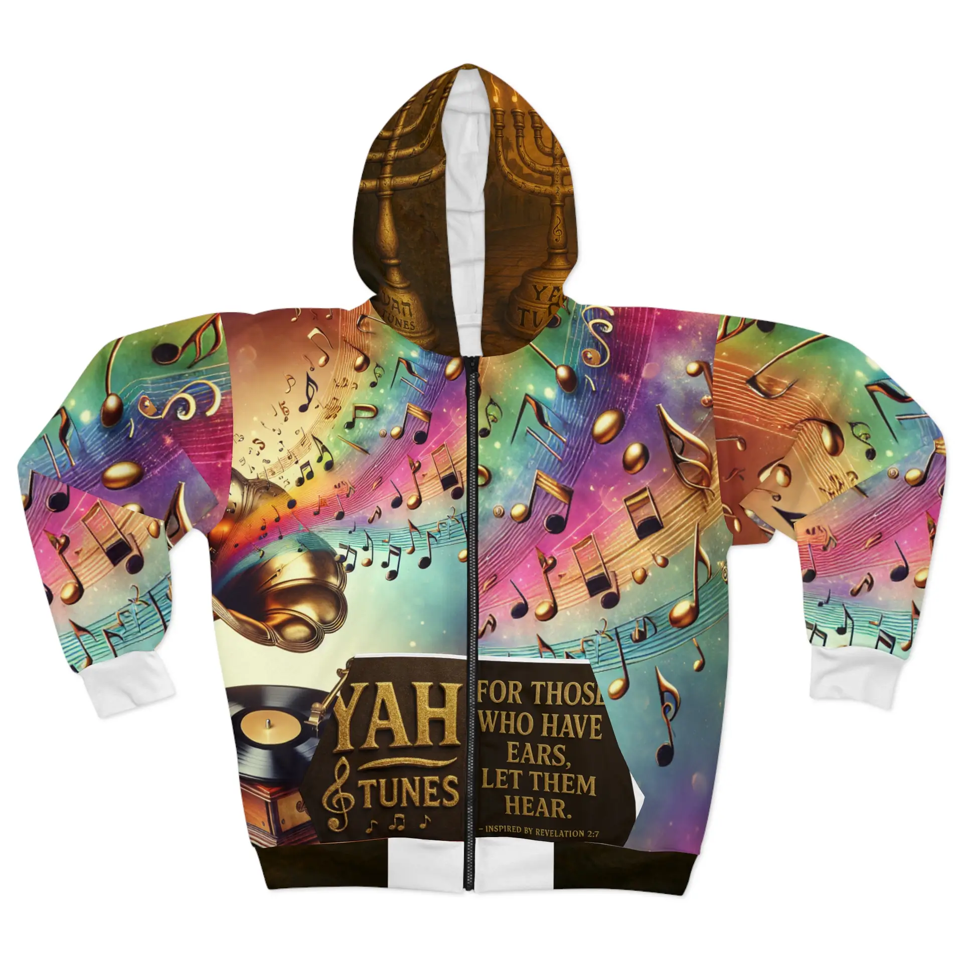 Yah Tunes Unisex Zip Hoodie - Colorful Music Inspired Design